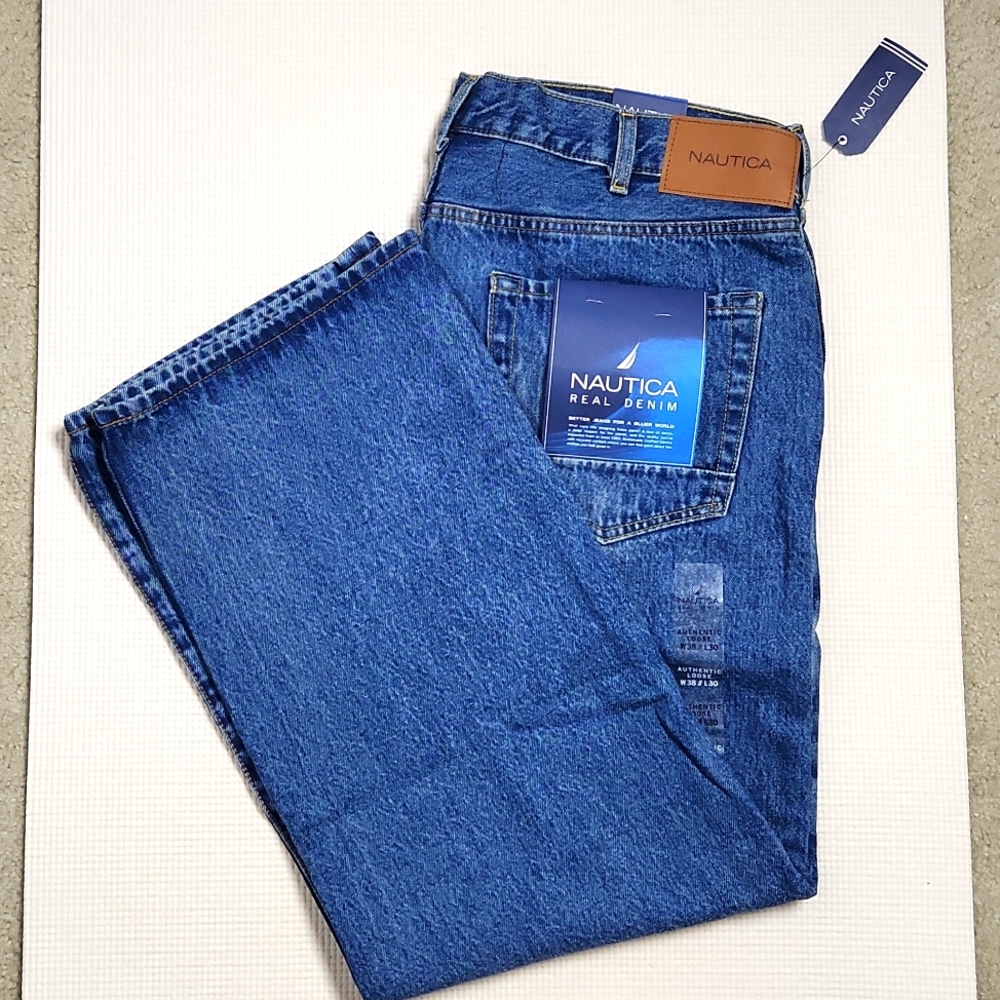 Nautica Jeans 38W 30L Authentic Loose Straight Leg Denim New with Tags